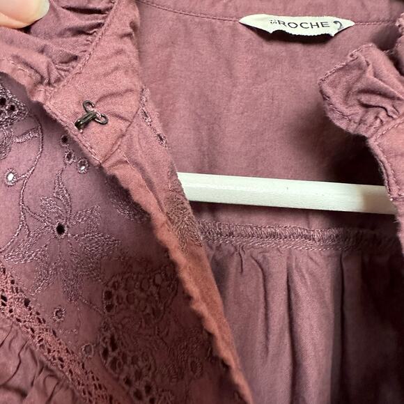 St. Roche Clair Top in Rasin Plum Purple Peasant Long Sleeve High Neck 4 - Picture 3 of 9